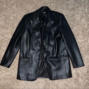 Zara Oversized Leather Blazer— Size Small